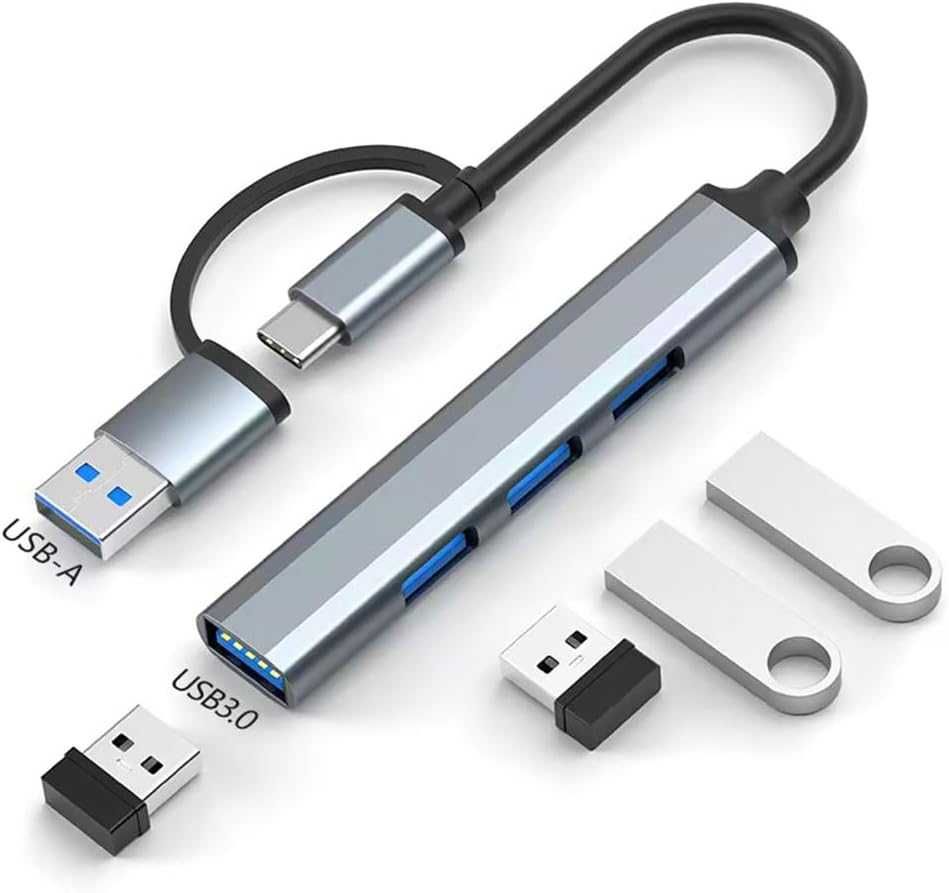 Hub USB Type C 3.0 2 w 1, 4-portowy rozdzielacz USB 5 Gb/s