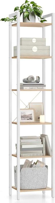 Półka do przechowywania 6 poziomów, otwarte półki, wzór przemysłowy