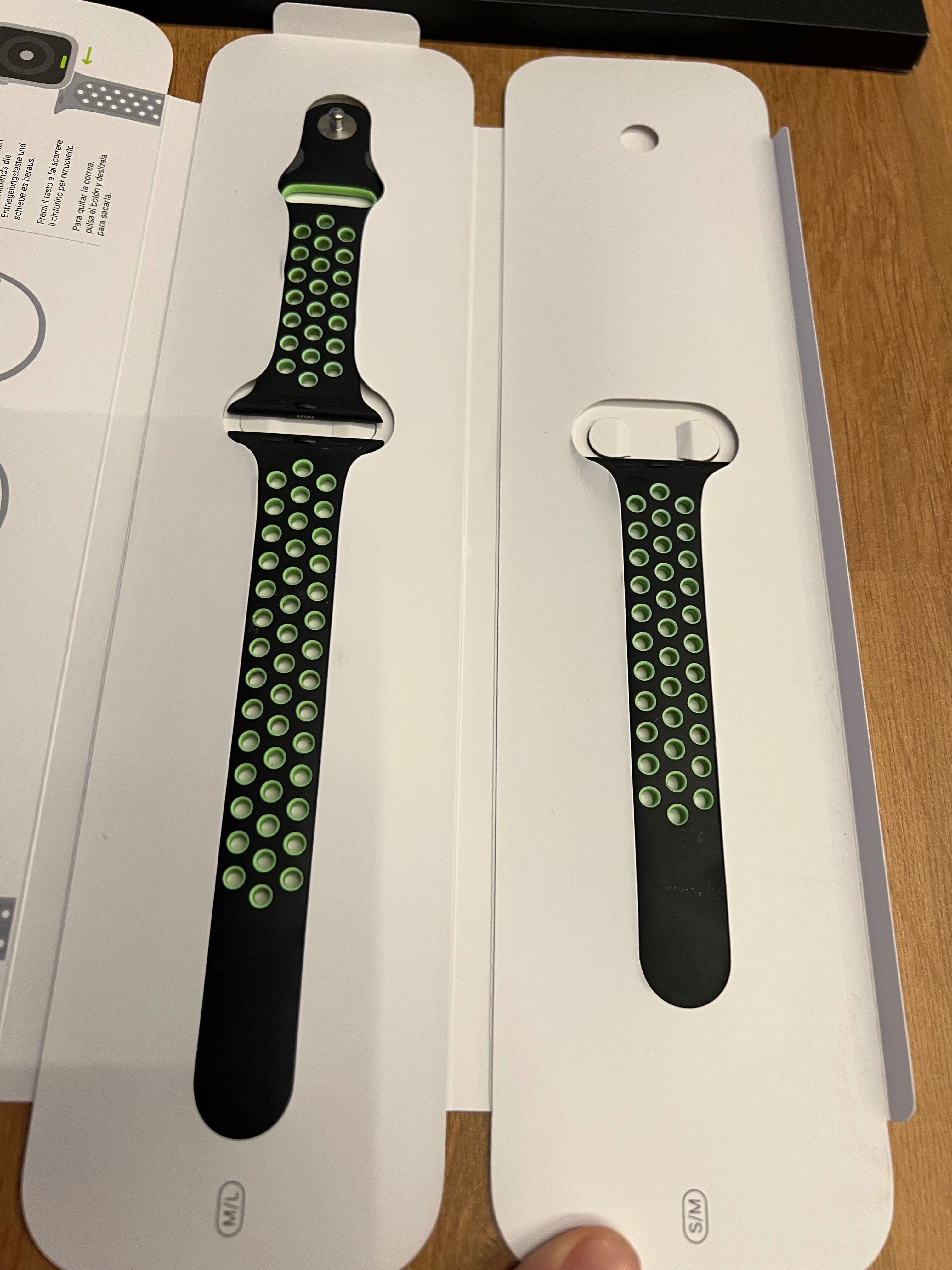 Oryginalny pasek sport band apple 42-45 mm Nike Plus BLACK Lime!