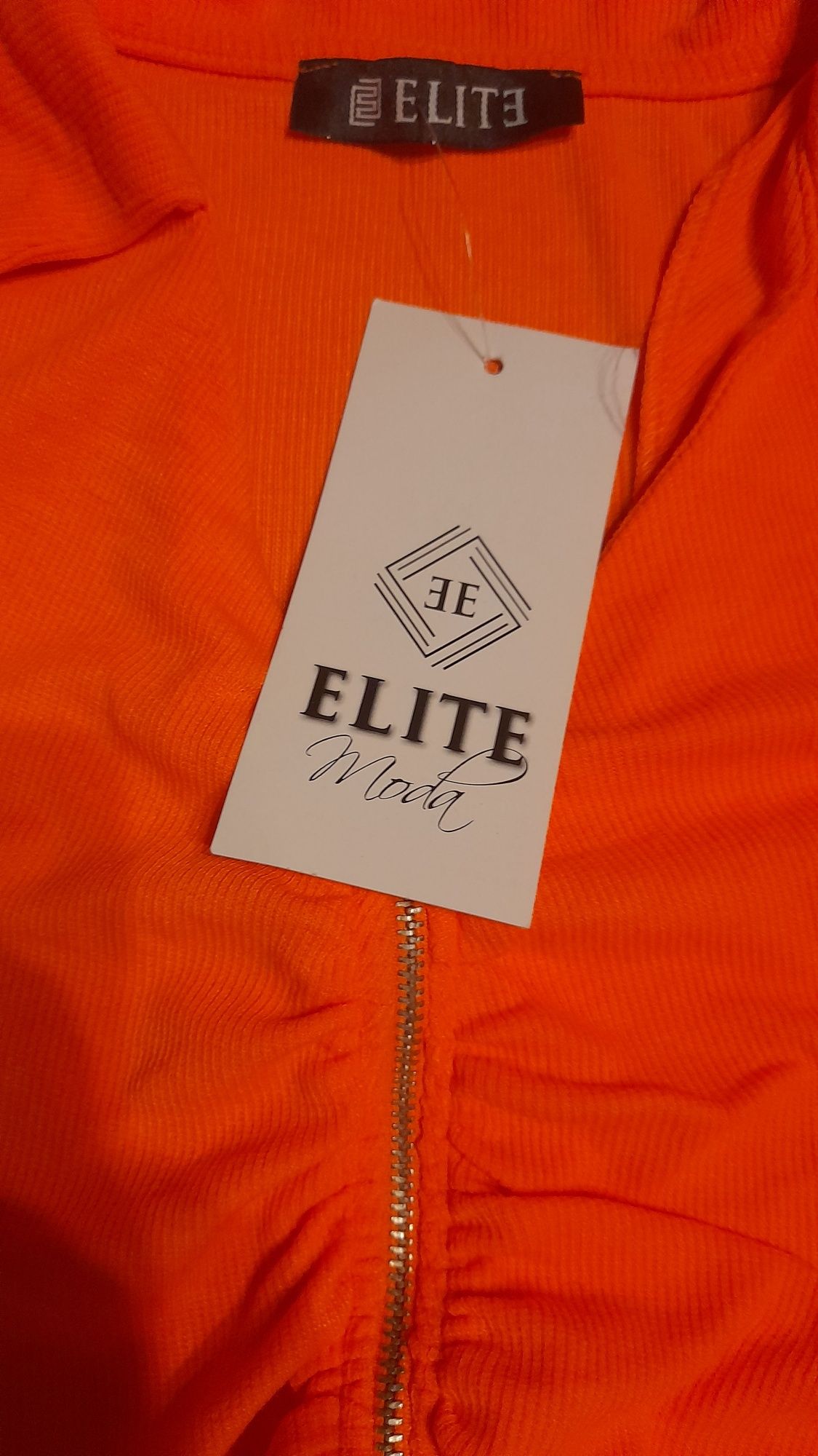 Nowy Top topik prążek pomarańcz neon roz uni Elite