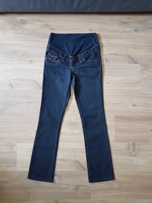 Granatowe bawełniane jeansy ciążowe H&M MAMA roz. 36