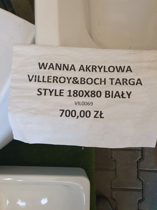Wanna akrylowa prostokątna Villeroy&Boch Targa Style 180×80 cm biały