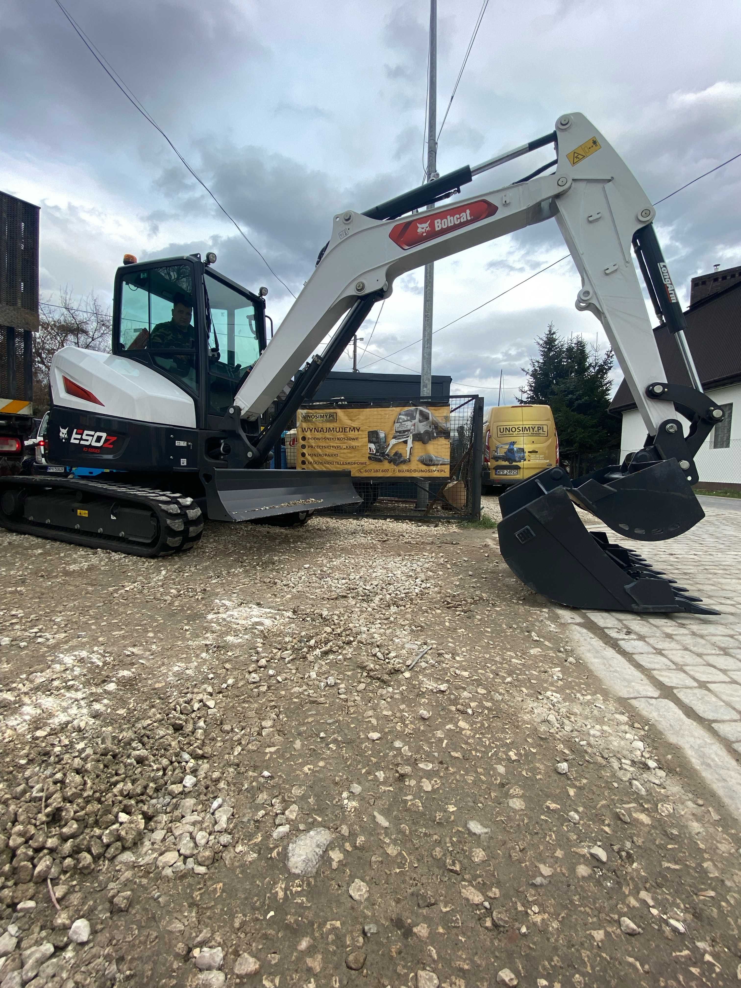 Minikoparka E50Z - 5 ton - wynajem - usługi minikoparką Bobcat E50Z