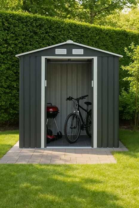 Metalowy Domek Ogrodowy 213x127x185 cm – Garaż na Narzędzia