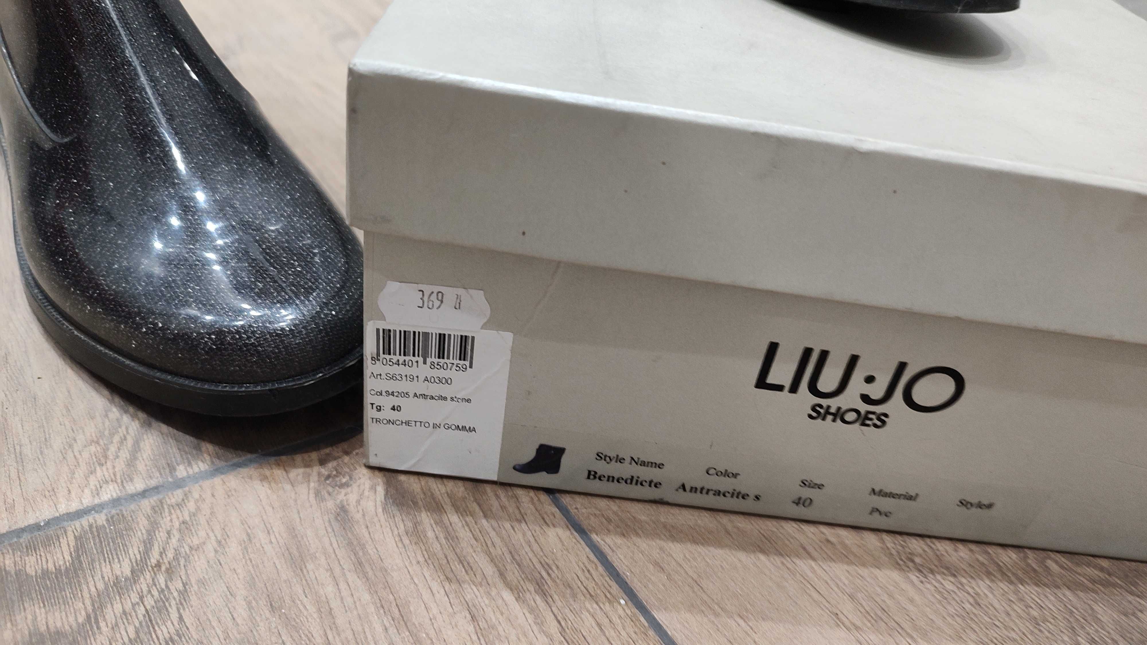Buty damskie gumowce botki czarne błyszczące 39/40 Liu Jo 25,5-26