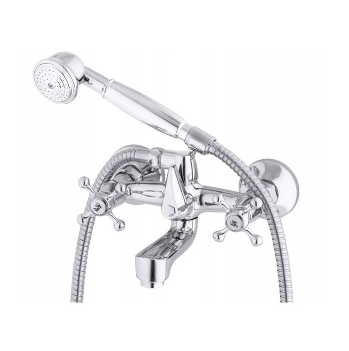 Bateria Wannowa Ścienna Prysznicowa Kran Retro Best Chromowana