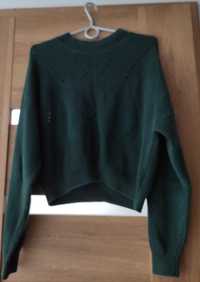 Sweter butelkowa zieleń krótszy oversize XS H&M