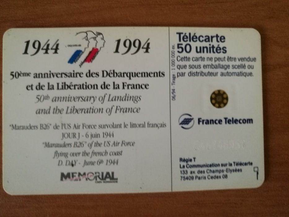 Karta telefoniczna Francja Memorial