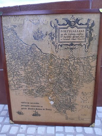 Carta geográfica antiga - Mapa Portugal 1561