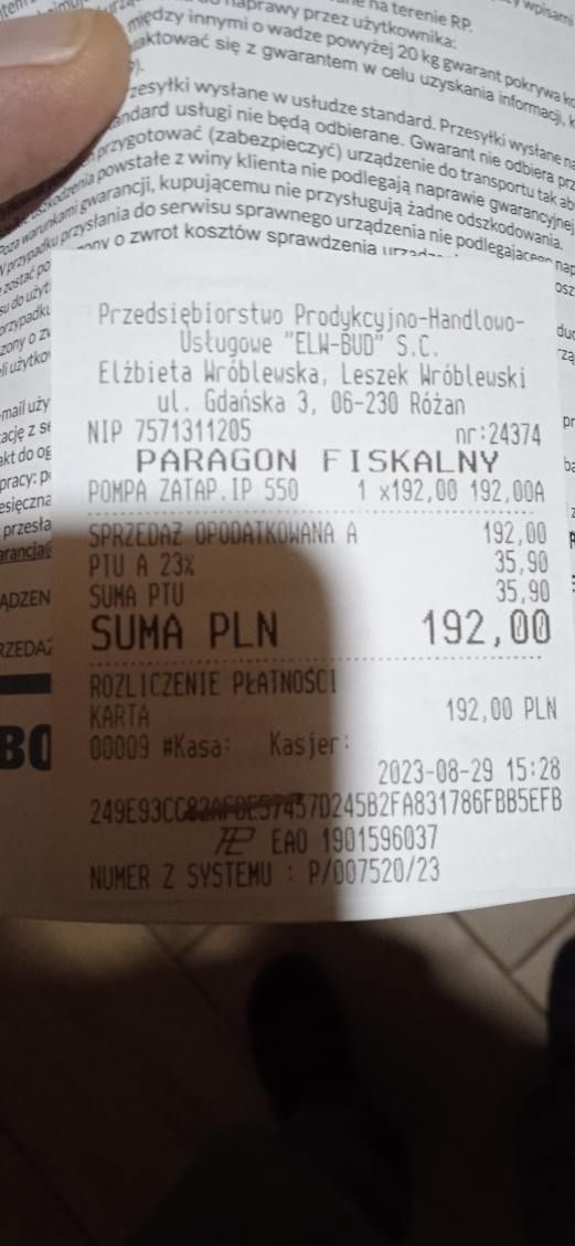 Nowa pompa do brudnej wody IP550