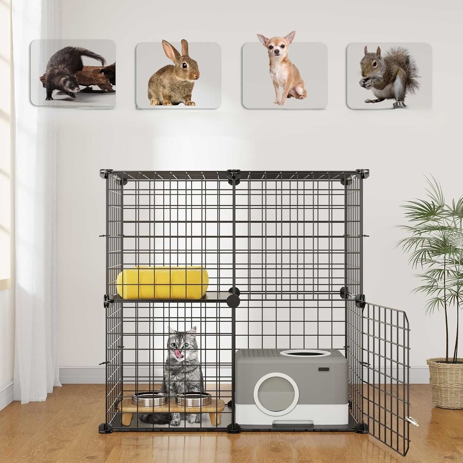 YITAHOME 2-poziomowa klatka dla kota, psa metalowa 71 x 36 x 71 cm
