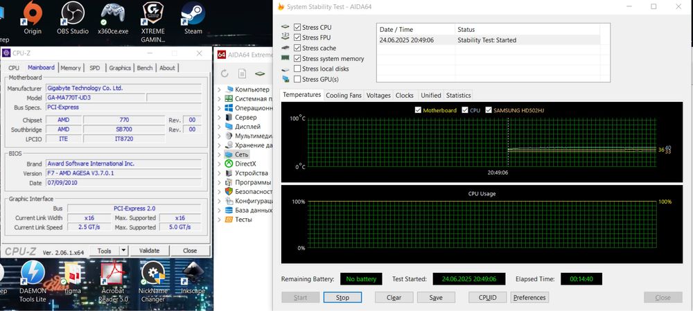 Комплект: материнка Gigabyte MA770T-UD3 + Phenom II X4 955 + 8 ГБ DDR3