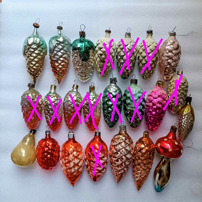 Елочные игрушки СССР шишки  стекло