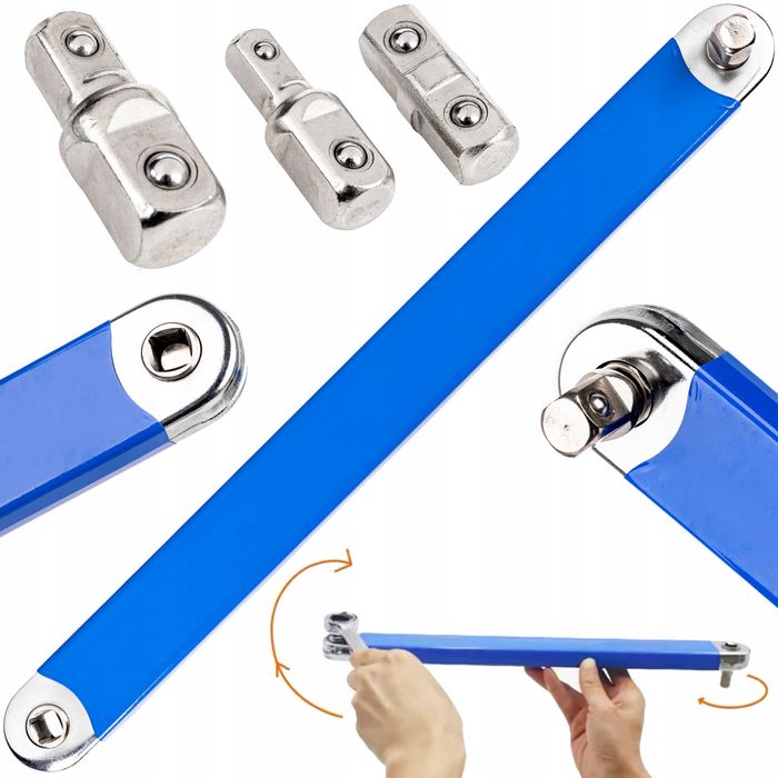 Подовжувач з тріскачкою. перехідник з адаптерами 1/4, 3/8, 1/2 FT1579