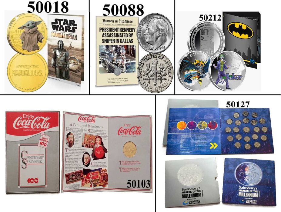 Монети Грогу, Джон Кеннеді, Coca-Cola, Творці , Бетмен та Джокер