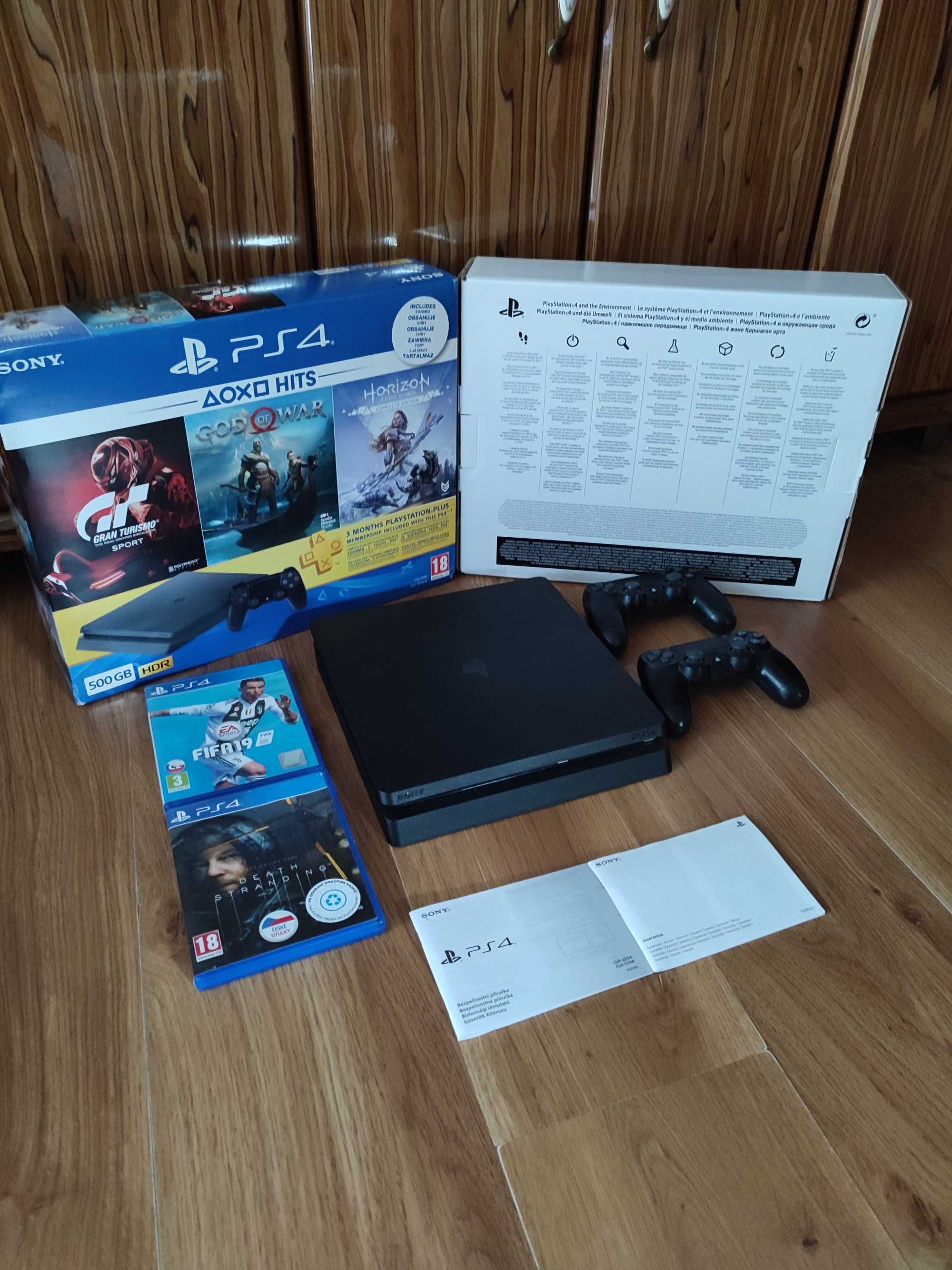 [PS4] Konsola PlayStation 4 Slim + 2 Pady + 2 Gry - Stan idealny