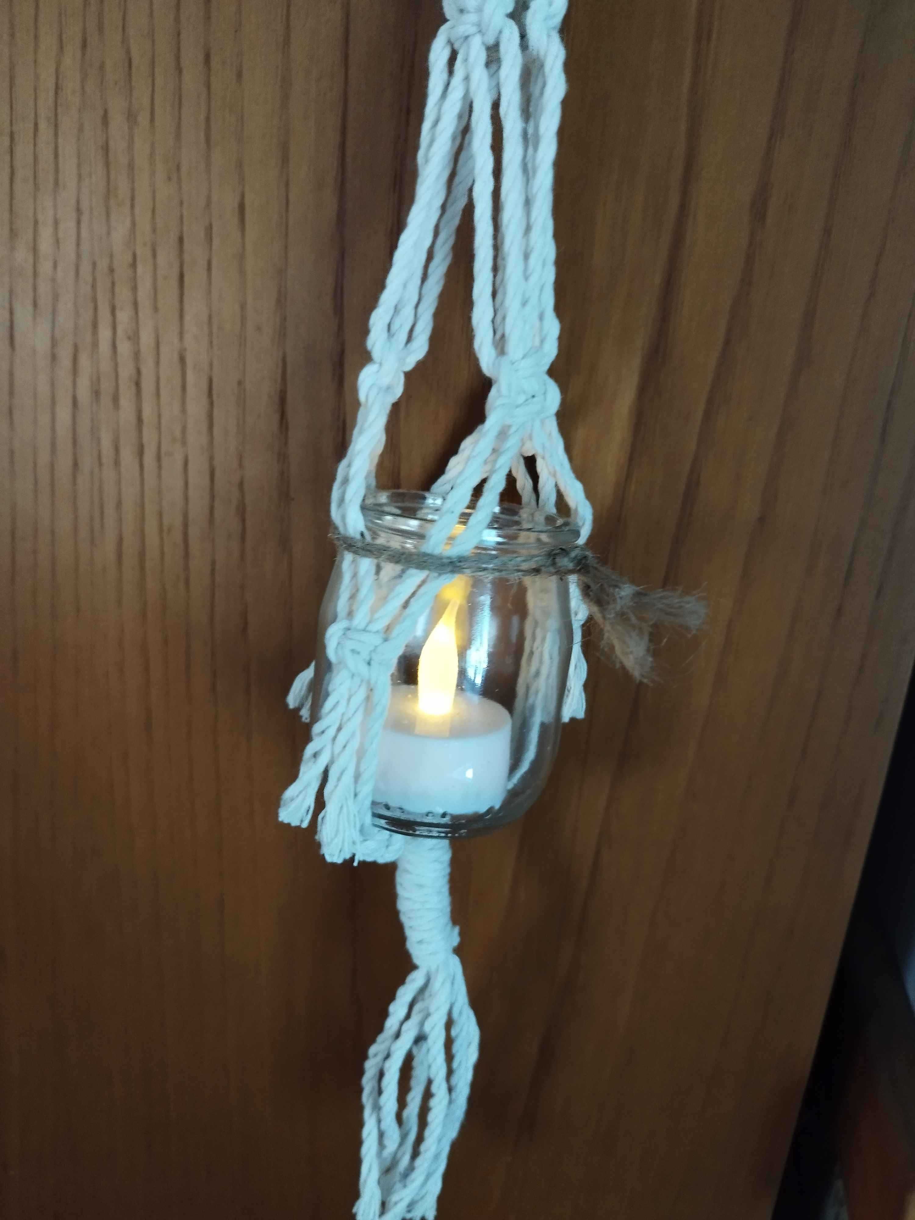 Porta-Velas de Macramé Feito à Mão