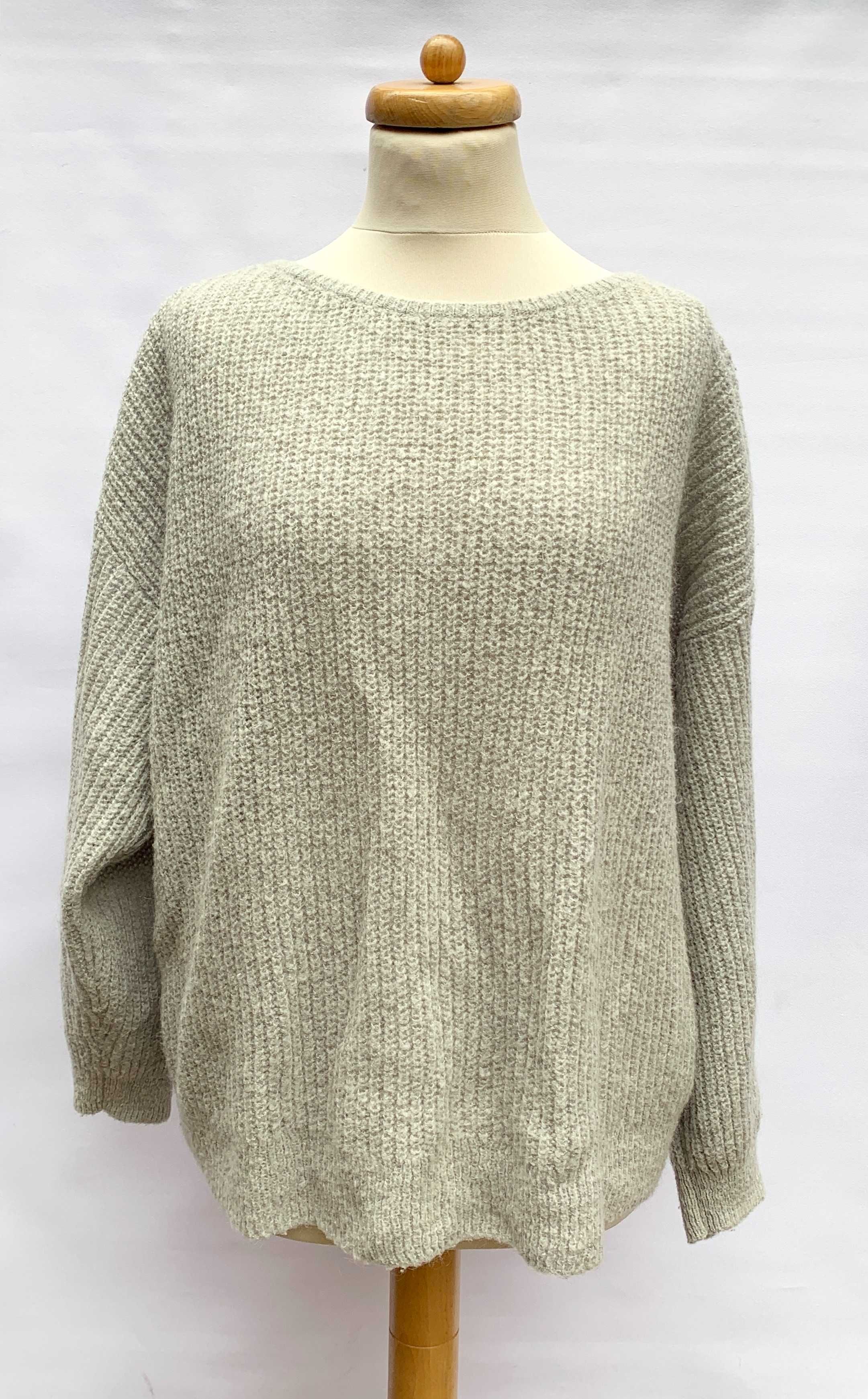 Sweter Szary H&M Oversize XL 42 Szarość Akryl