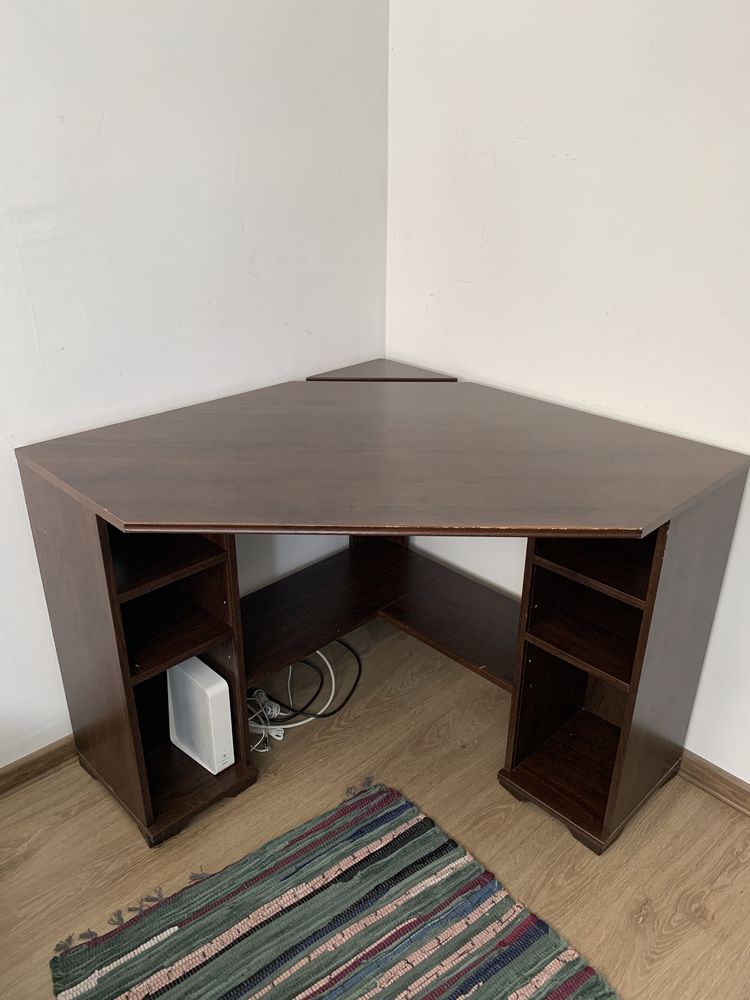 Biurko narożne Ikea Borgsjo drewniane 93 cm Forte Wenge