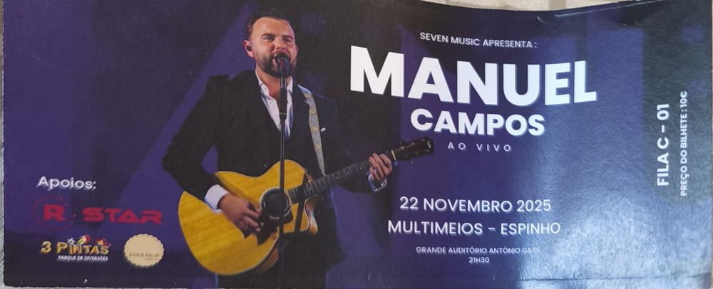Bilhetes Concerto Manuel campos