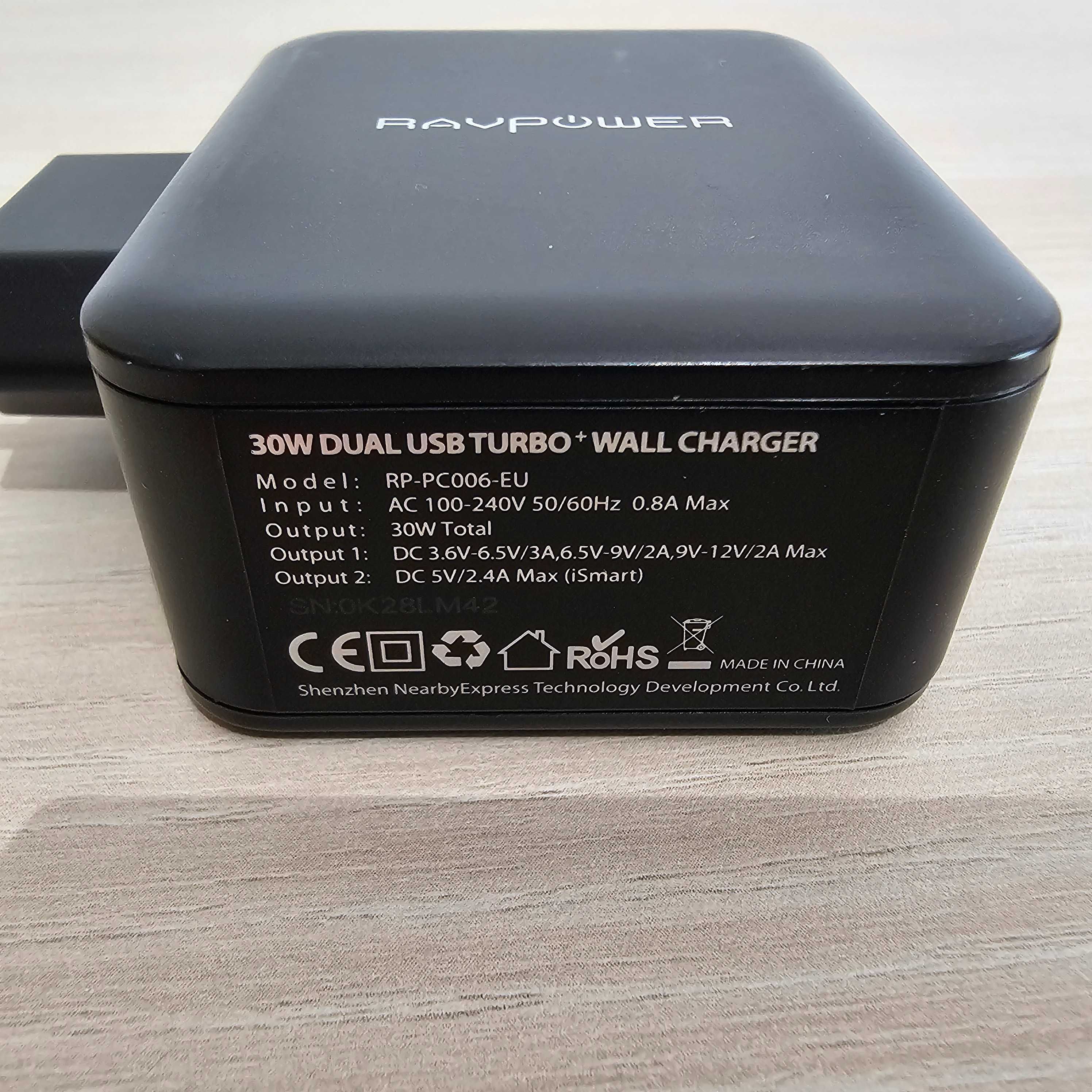 Carregador USB Ravpower 30W Dual QC3.0