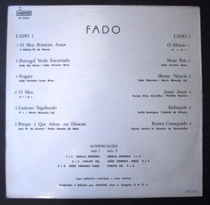 Cidália, João Ferreira Rosa, Carlos Zel - Fado, Vinil LP