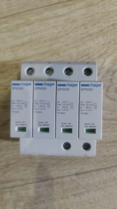 Hager SPN901 Ogranicznik przepięć 4P MOV T1+T2, 12,5 kA, TN-S SPD