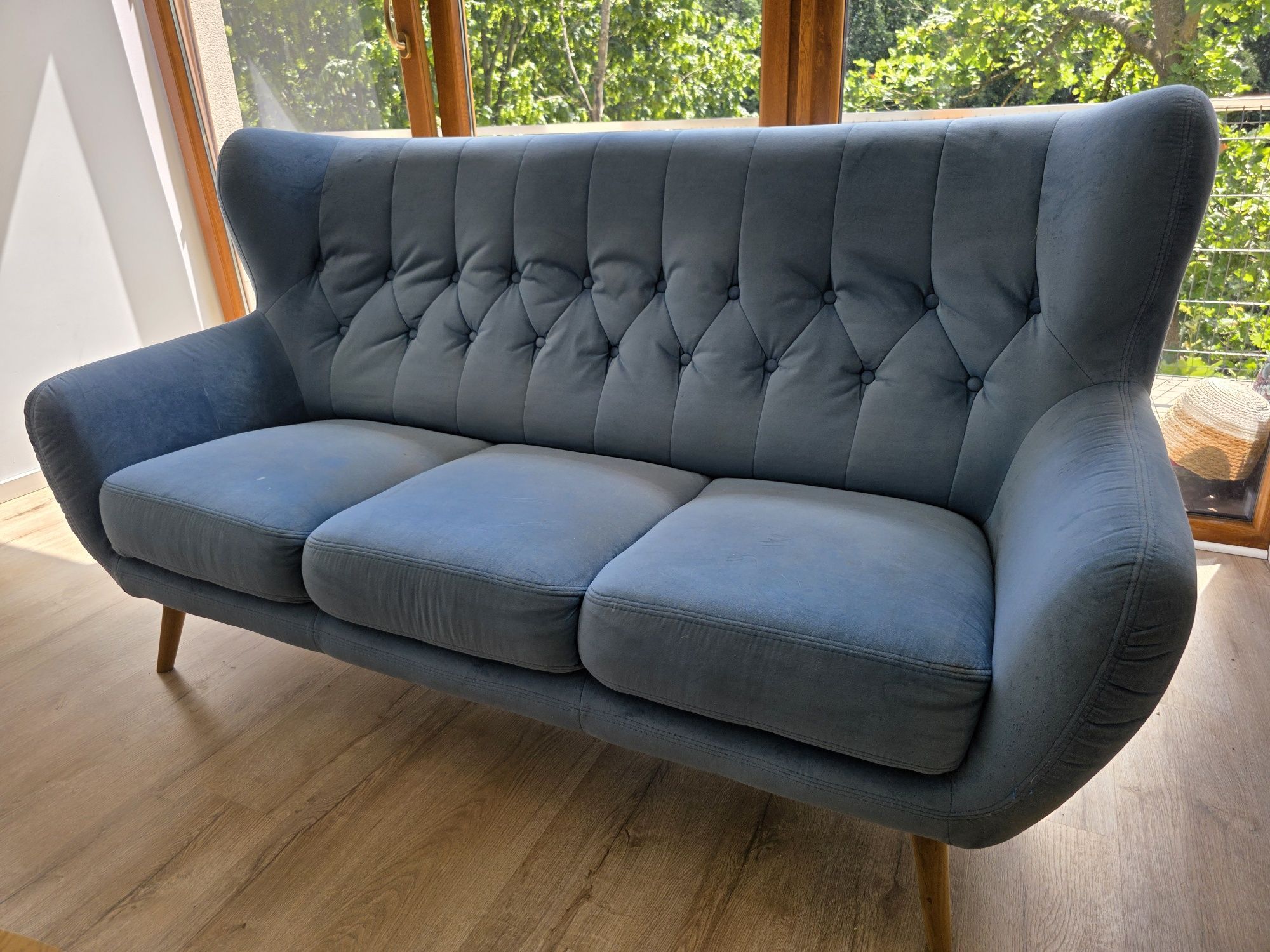 Sofa 3 osobowa Voss niebieska Welur PILNE