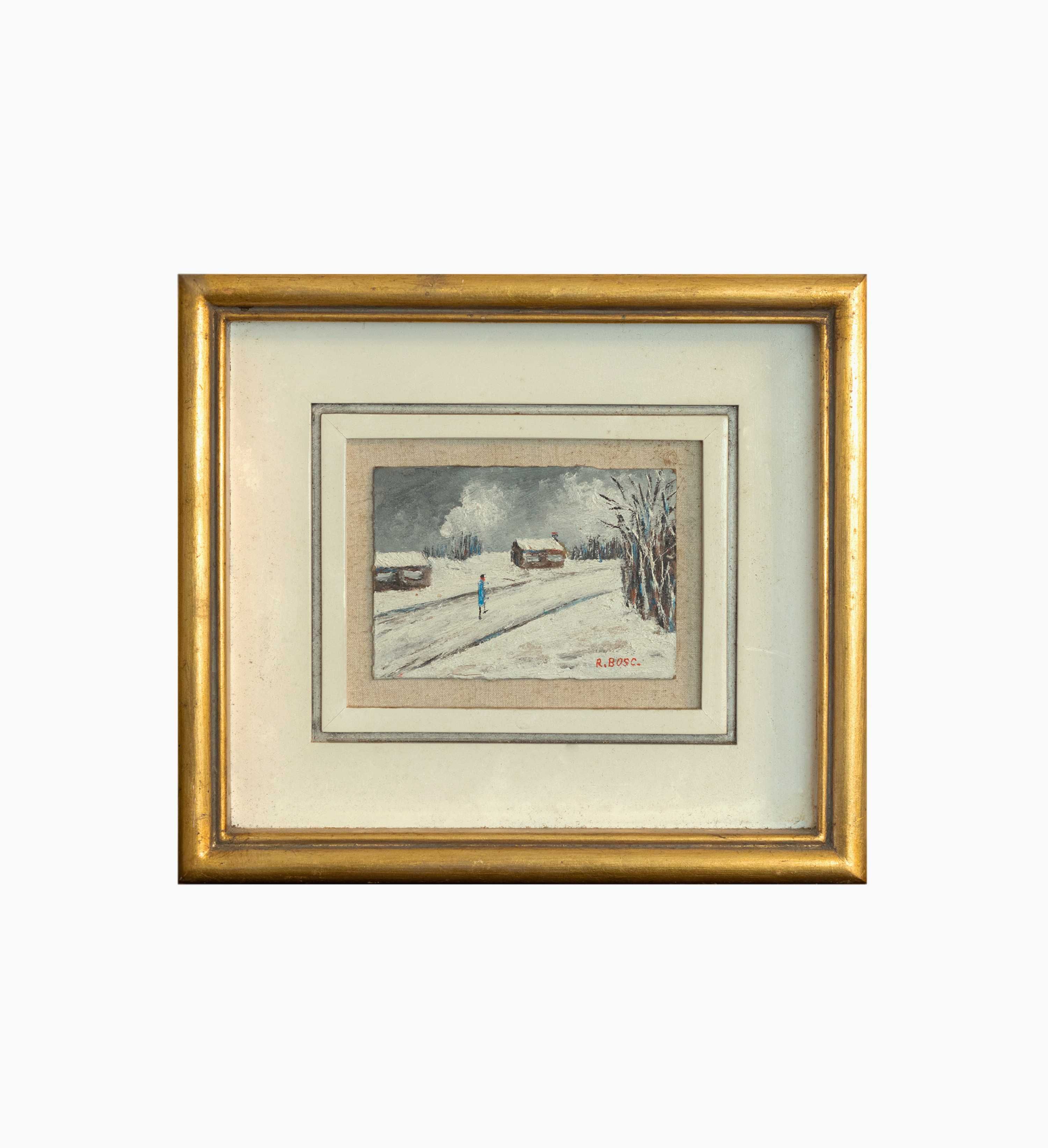 Pintura paisagem Inverno Bosque Paris | século XX