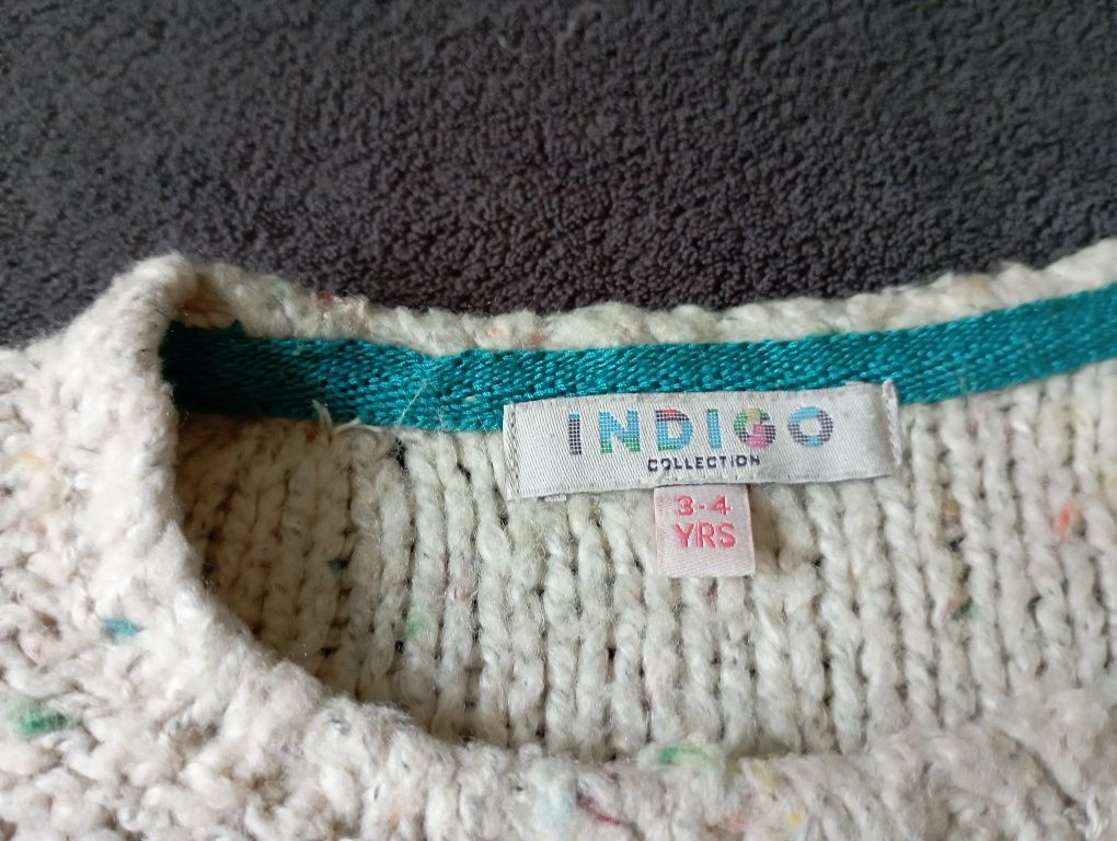 Sweterek sweter indigo 98 - 104 kropki groszki