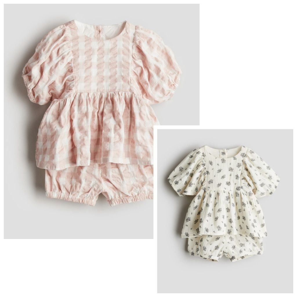 1 Komplet z wzorzystego muślinu H&M, r.92, stan nowe