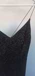 Vestido de cerimónia/festas, em preto, c/ lantejoulas e costas abertas