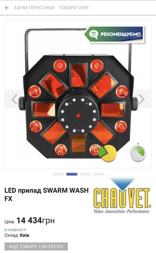 Led прибор/світлові ефекти/световой прибор Chauvet SWARM WASH FX