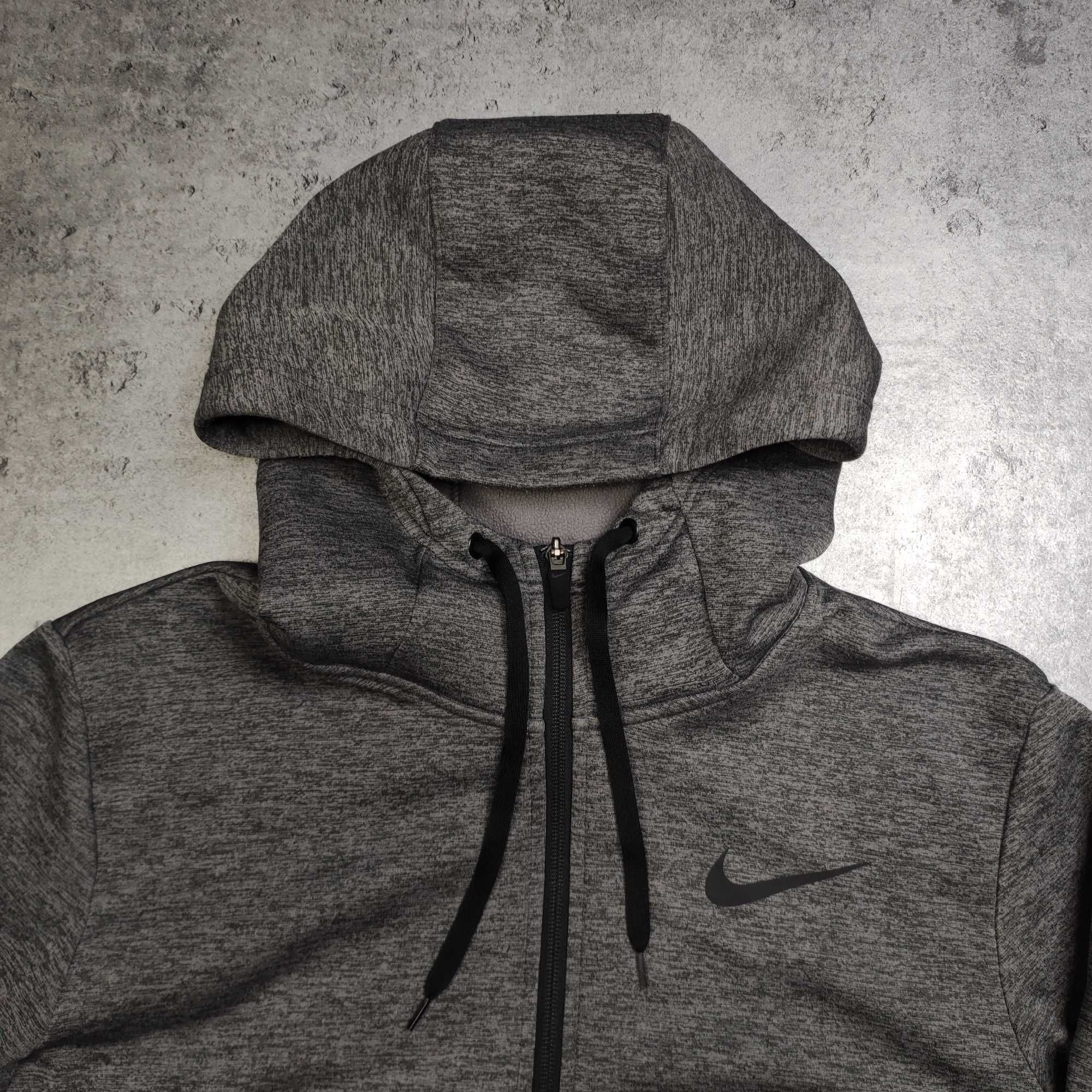 MĘSKA Bluza Rozpinana Ciemno Szara Dri-Fit Polarek Thermal Hoodie Nike