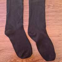 Długie skarpety, czarne, 35-38, ozdobne, idealne do spódnic