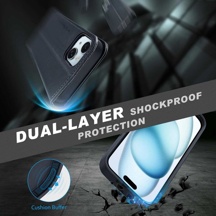 Shieldon naturalne etui skórzane iPhone 15 Pro magsafe czarne PREMIUM