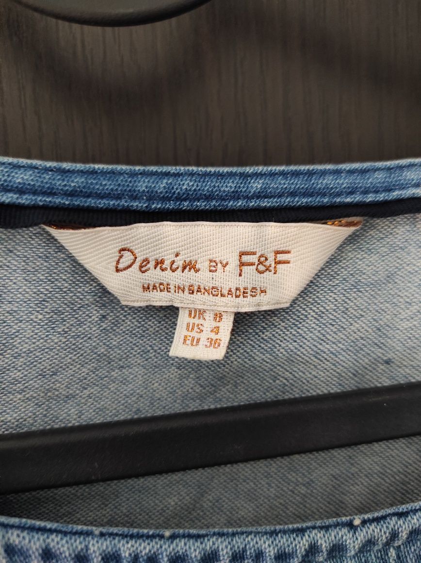 Sukienka jeansowa Denim F&F 36 38 wiosna lato kieszenie