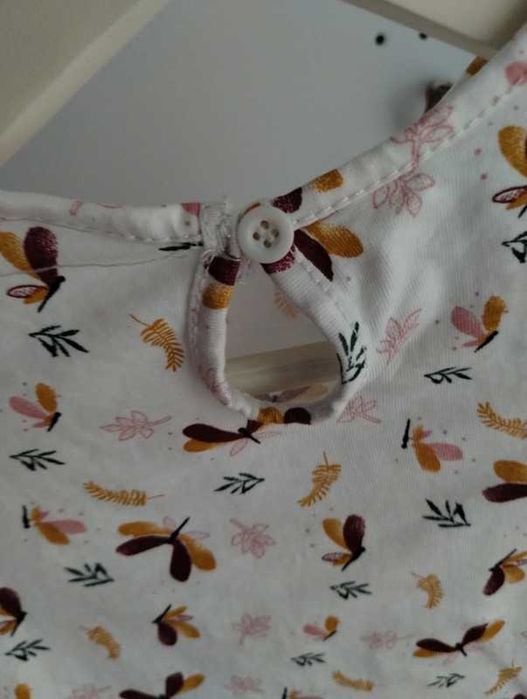 Bluzka z długim rękawem w liście 100% bawełna So cute r.74 cm 6-9 msc.