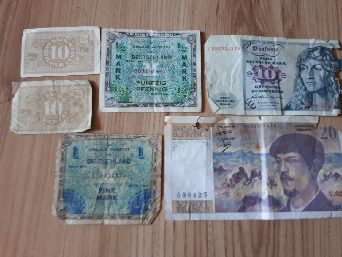 Stare banknoty francuz niemcy