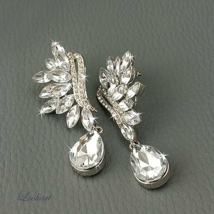 Śliczne kolczyki ślubne z kryształkami ko243 wkrętki sztyfty