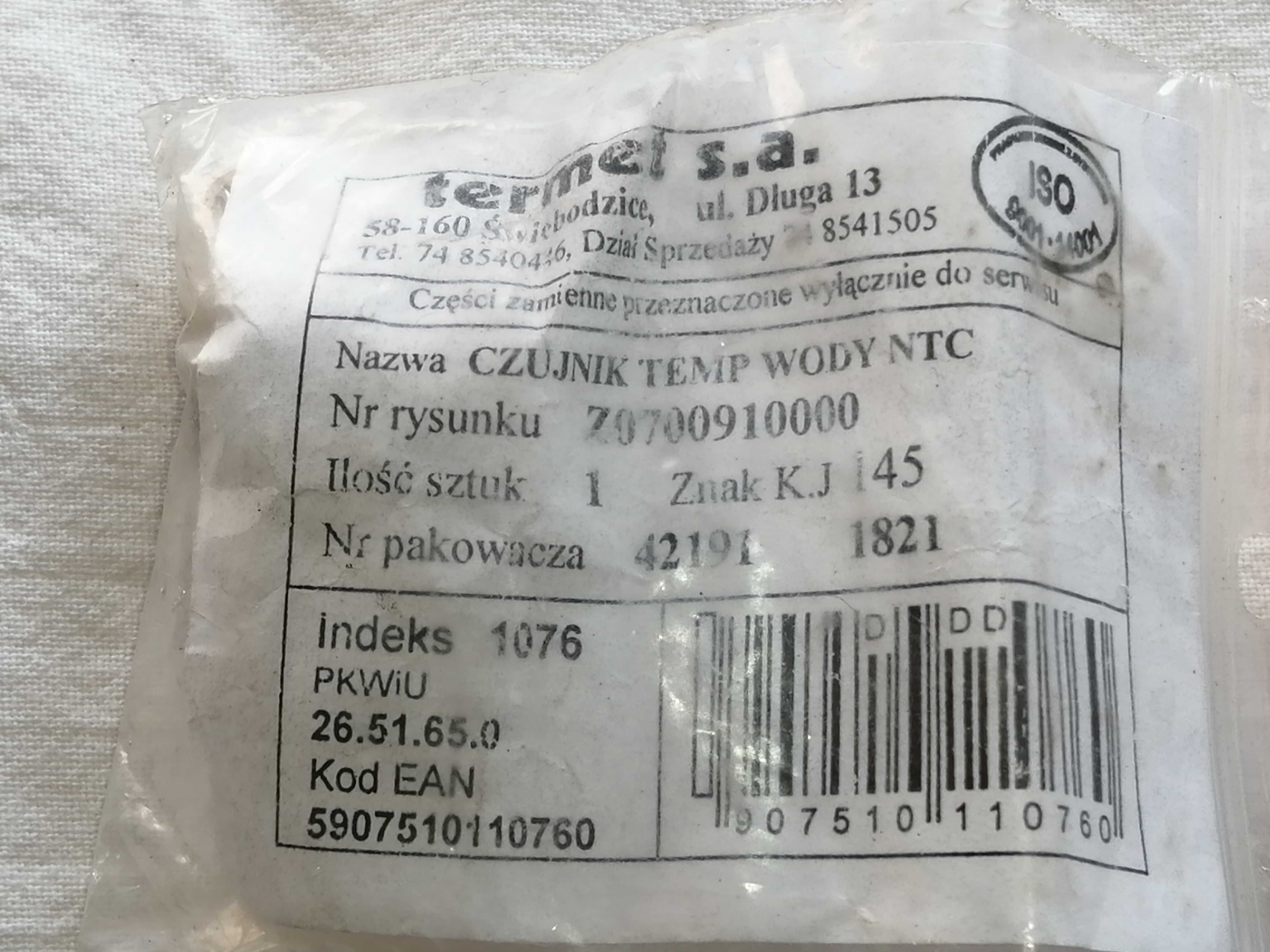 Czujnik NTC temperatury wody z uszczelką kotła Termaster Termet
