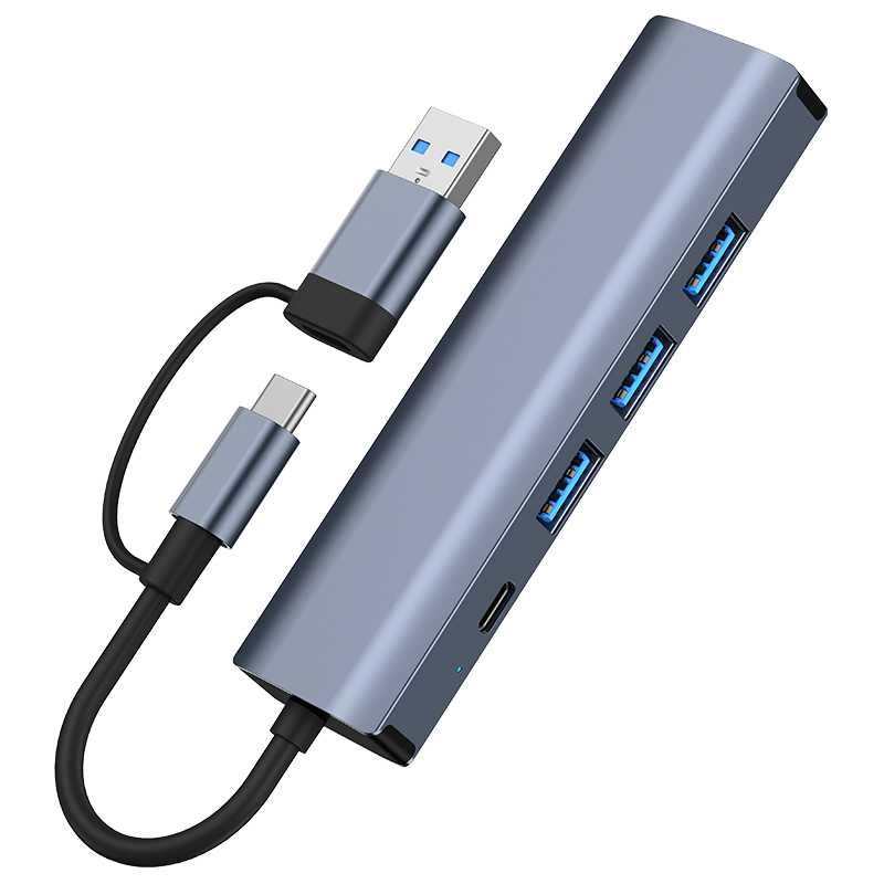Rozgałęziacz adapter USB HUB przejściówka USB-6w1 3xUSB 3.0 LAN TYP-C