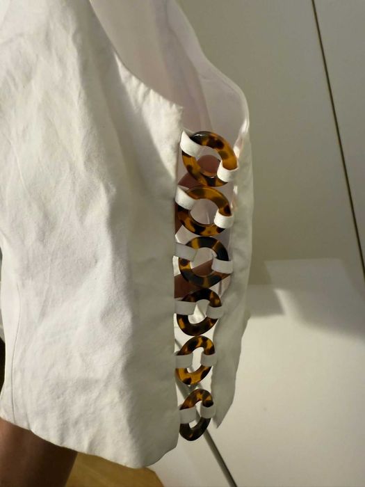 TOP Branco com detalhe madeira XL - ZARA