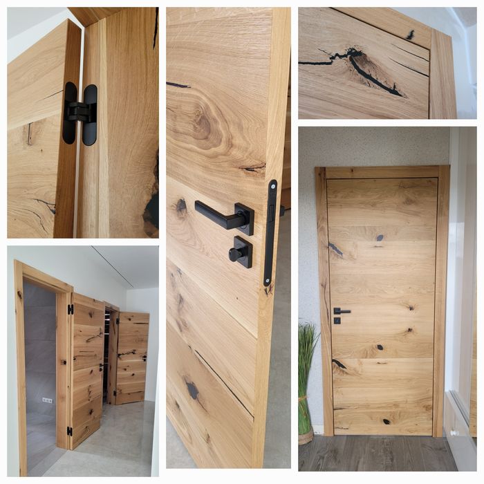 Drzwi pokojowe wewnętrzne drewniane na wymiar bezprzylgowe od stolarza