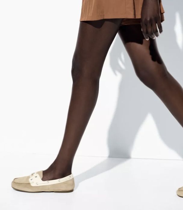 Контрастні замшеві мокасини ZARA на шнурівці