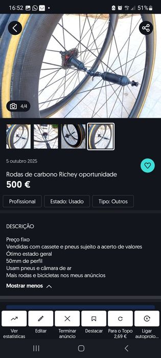 Rodas de carbono calços