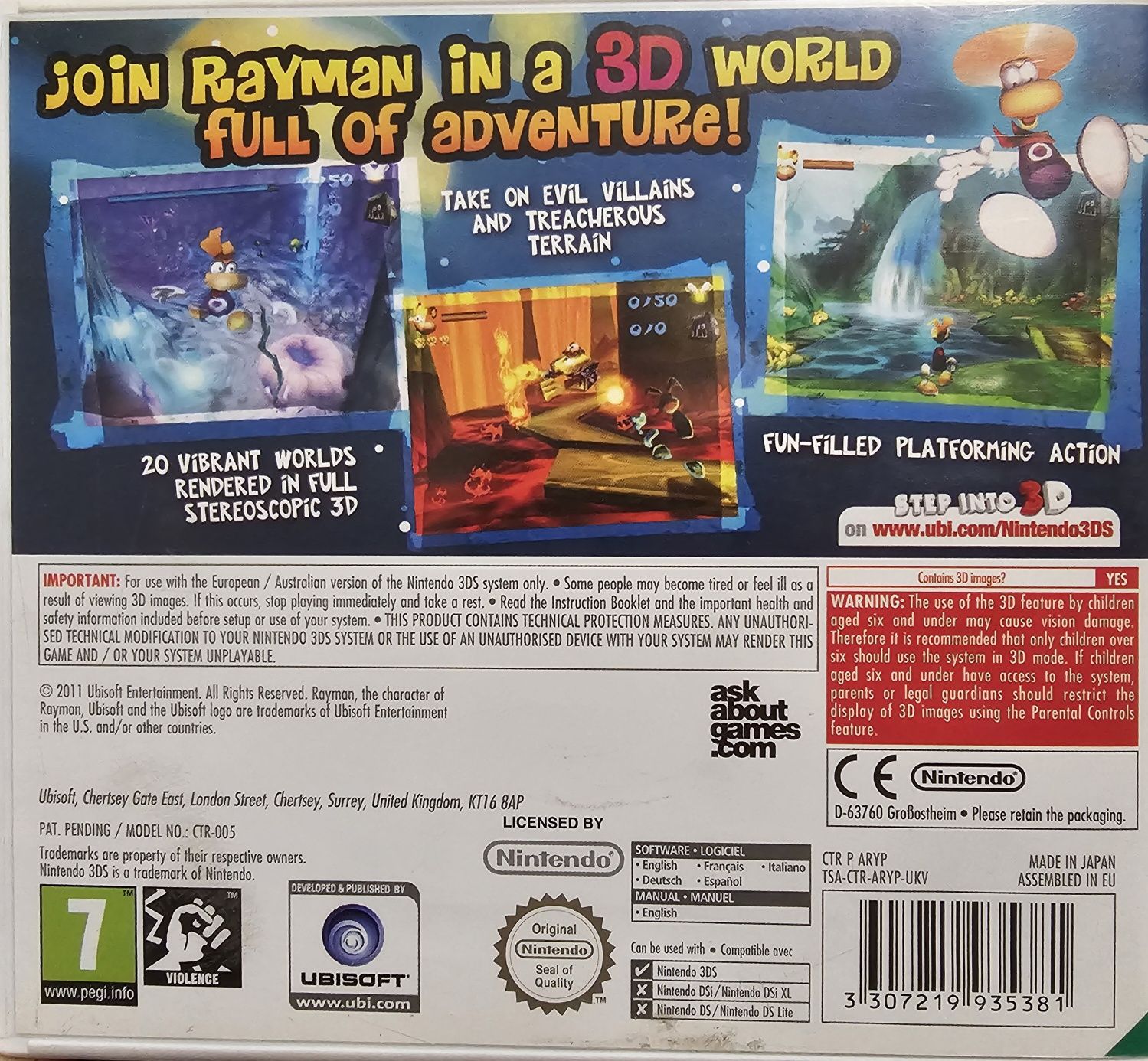 Rayman 3D Nintendo 3ds