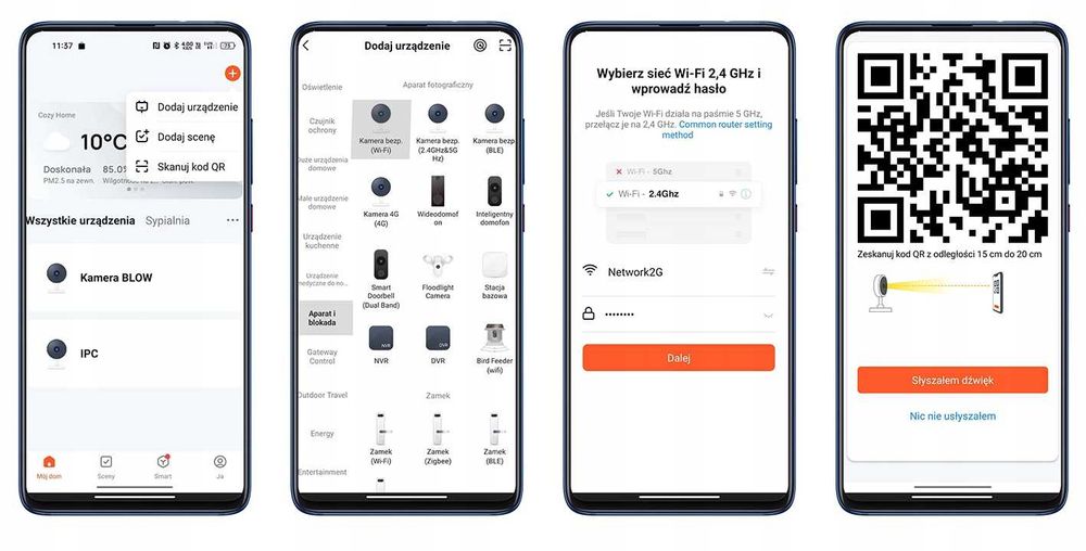 ZESTAW Kamera szpiegowska detekcja ruchu z lampą LED kamerka wifi TUYA