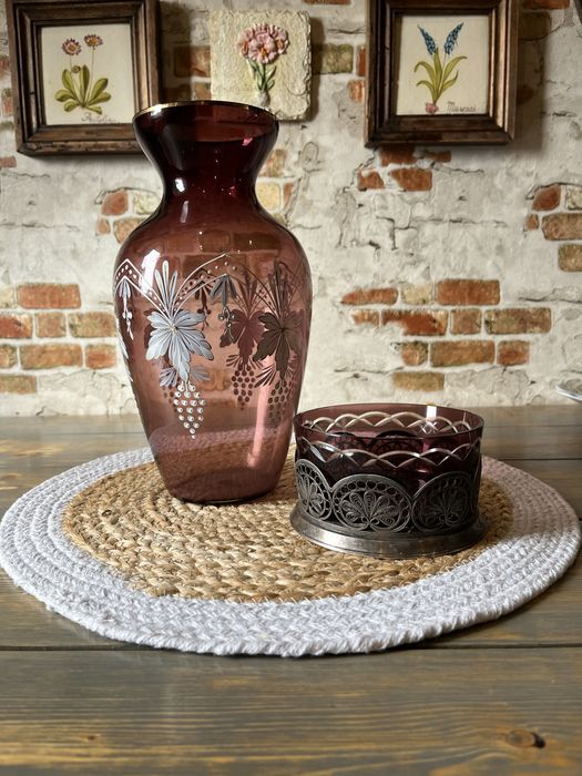 Ваза.Клуазоне.Кобальт.Марганец виноград.Стекло.Хрусталь.СССР.