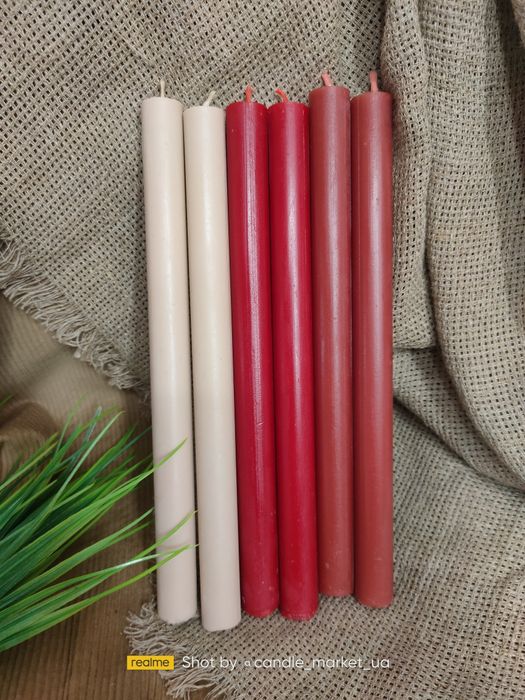 Кольорові свічки з бджолиного воску. Восковые свечи. 25*2 см